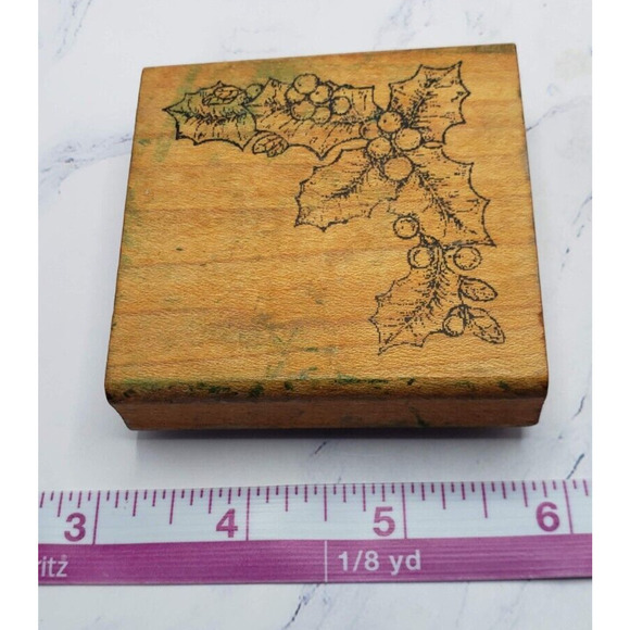 Christmas Holly Border Comotion Wood Mounted Rubber Stamp - Picture 2 of 8